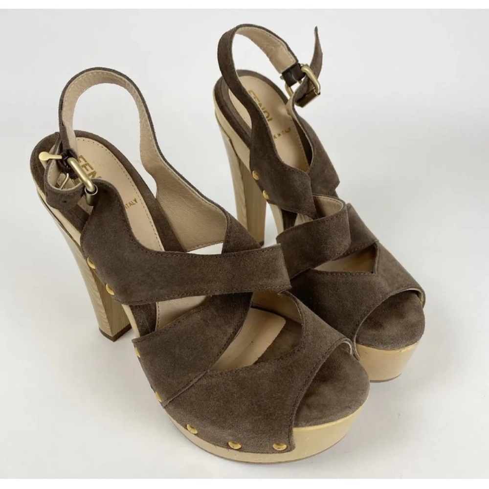 Fendi Suede Brown Women’s Sandals Sz 36.5